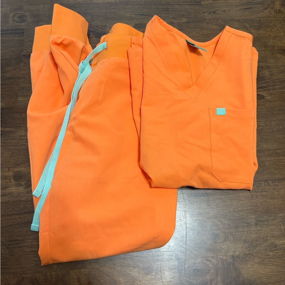 Bright Orange Scrub Set